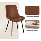 Homy Casa Sedie da pranzo imbottite in similpelle, set da 4 con gambe in metallo, marrone
