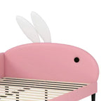 Divano Letto per Bambini Imbottito a Grandezza Naturale, a Forma di Coniglio, con Testiera per Bambine, Rosa