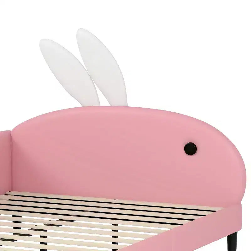 Divano Letto per Bambini Imbottito a Grandezza Naturale, a Forma di Coniglio, con Testiera per Bambine, Rosa