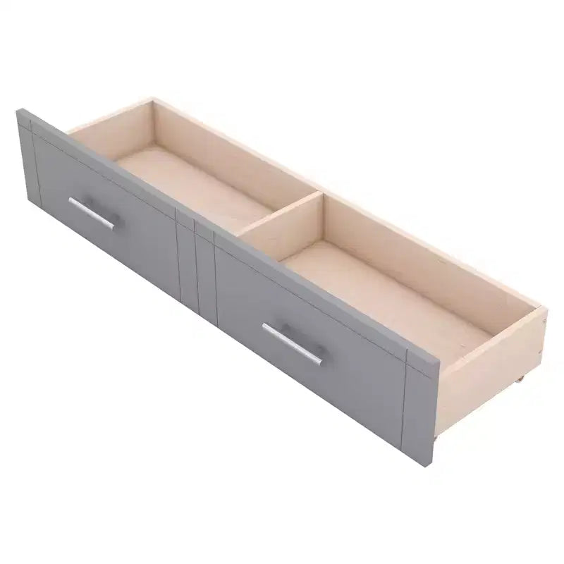 Letto matrimoniale/full Murphy pieghevole in un armadio, struttura letto a piattaforma in legno con mensole, cassetti