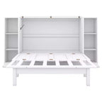 Letto matrimoniale/full Murphy pieghevole in un armadio, struttura letto a piattaforma in legno con mensole, cassetti