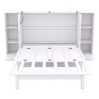 Letto matrimoniale/full Murphy pieghevole in un armadio, struttura letto a piattaforma in legno con mensole, cassetti