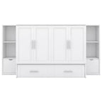 Letto matrimoniale/full Murphy pieghevole in un armadio, struttura letto a piattaforma in legno con mensole, cassetti