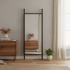 HomeRoots 63 specchio a figura intera da appoggio con cornice in legno nero