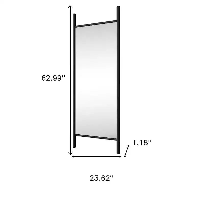 HomeRoots 63 specchio a figura intera da appoggio con cornice in legno nero
