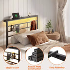 Telaio Letto Singolo con Stazione di Ricarica e Luci a LED Letto a Piattaforma in Metallo Testiera con Contenitore Senza Rumore Nessuna Rete a Molle Necessaria Nero Letto per Ospiti Resistente