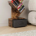 Libreria ad Albero a 9 Livelli, Scaffale Alto e Stretto da Terra con Cassetto Portaoggetti, Organizer per Libri, CD, Camera da Letra, Soggiorno, Ufficio Domestico