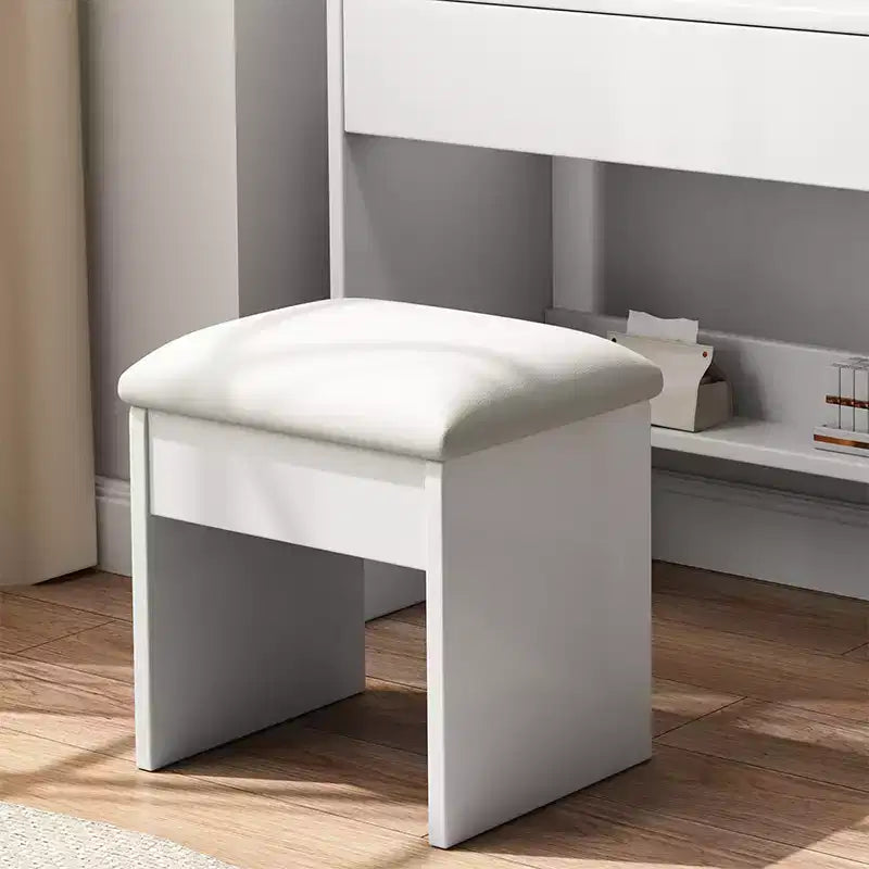 Toeletta con specchio e luce, tavolo da trucco con supporto per asciugacapelli, toeletta con sedia e 3 cassetti