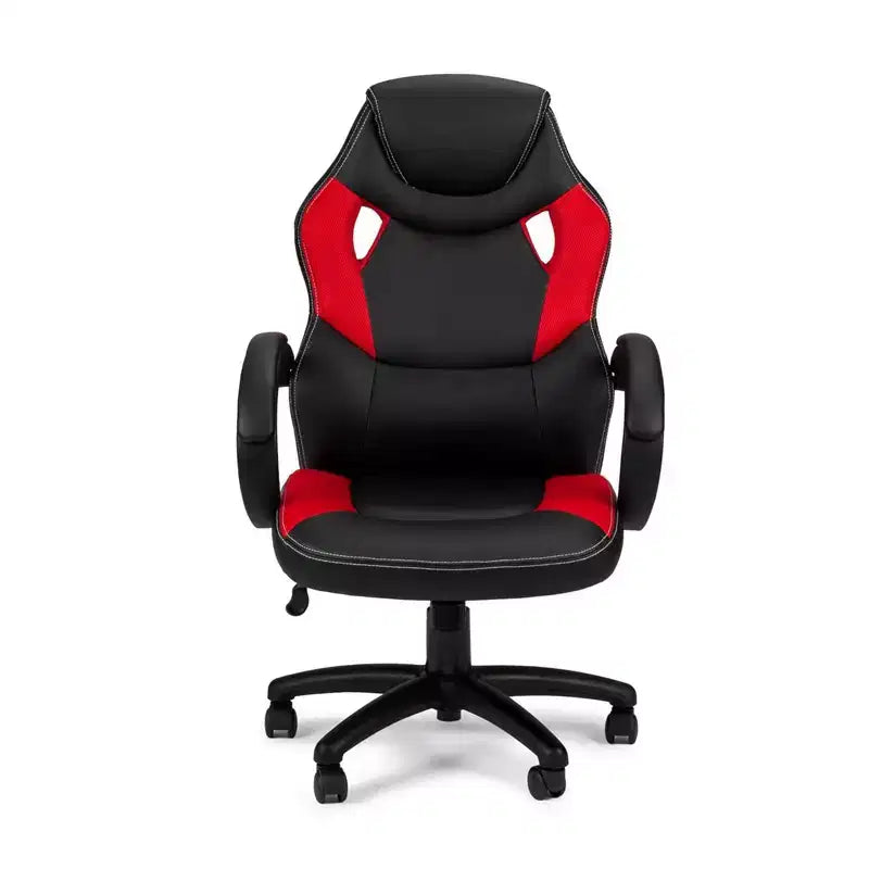 HomeStock Sedia da ufficio girevole, altezza regolabile, 96,5 cm, sedile in similpelle nera