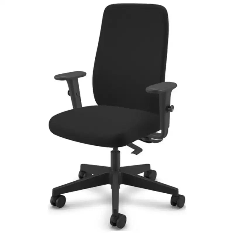HomeStock sedia da ufficio con rotelle/ruote, altezza regolabile 33 pollici, materiale in similpelle nera