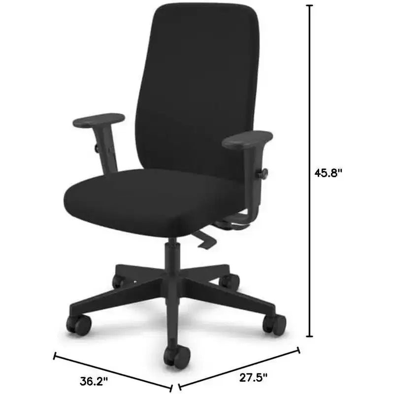 HomeStock sedia da ufficio con rotelle/ruote, altezza regolabile 33 pollici, materiale in similpelle nera