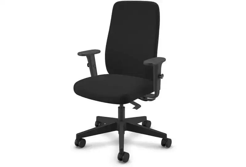 HomeStock sedia da ufficio con rotelle/ruote, altezza regolabile 33 pollici, materiale in similpelle nera