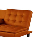 Divano Letto Futon Royal Hampton, Vassoio Ribaltabile, Portabicchieri, Similpelle Arancione