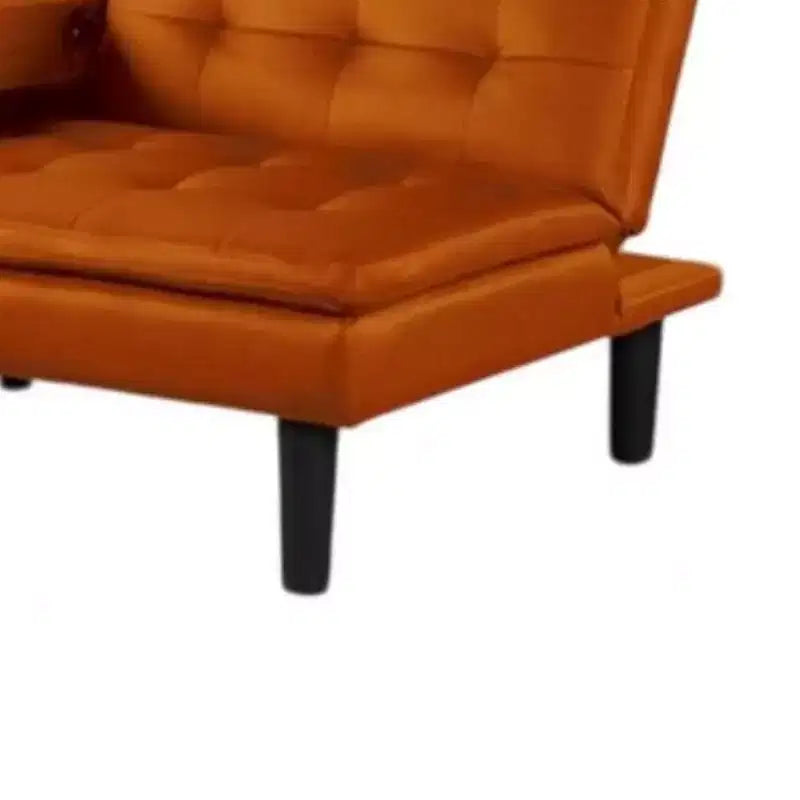 Divano Letto Futon Royal Hampton, Vassoio Ribaltabile, Portabicchieri, Similpelle Arancione