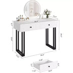 Scrivania/Toeletta da trucco con specchio illuminato, luminosità regolabile, moderna scrivania/toeletta con 2 cassetti per camera da letto, spogliatoio