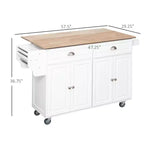 Okak Isola Cucina su Ruote con Piano in Legno di Gomma, Carrello da Cucina con Anta a Ribalta e Cassetti, Isola Cucina per Sala da Pranzo, Bianco