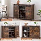 Mobile bar in legno 47 con anta scorrevole, moderno mobile per liquori, whisky e caffè con portabottiglie e portacalici