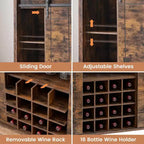 Mobile bar in legno 47 con anta scorrevole, moderno mobile per liquori, whisky e caffè con portabottiglie e portacalici