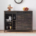 Mobile bar in legno 47 con anta scorrevole, moderno mobile per liquori, whisky e caffè con portabottiglie e portacalici