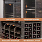 Mobile bar in legno 47 con anta scorrevole, moderno mobile per liquori, whisky e caffè con portabottiglie e portacalici