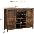 Mobile bar in legno 47 con anta scorrevole, moderno mobile per liquori, whisky e caffè con portabottiglie e portacalici