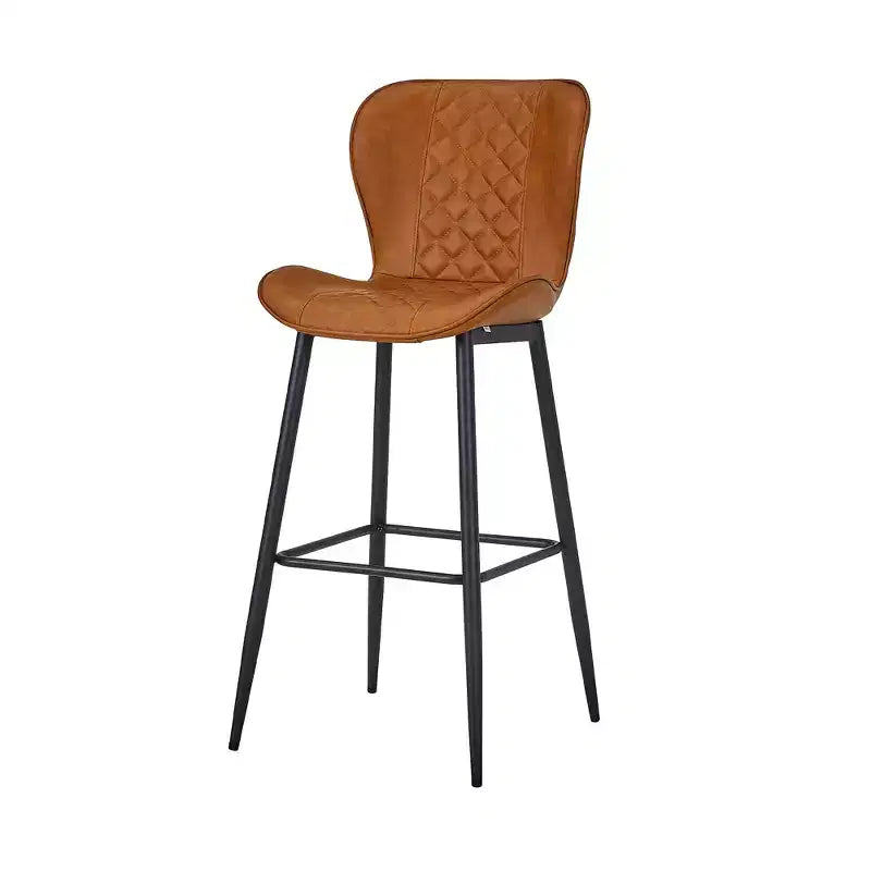 VECELO Sgabello da Bar Set di 2/4 in Ecopelle, Altezza Bancone con Gambe in Metallo e Poggiapiedi, Marrone
