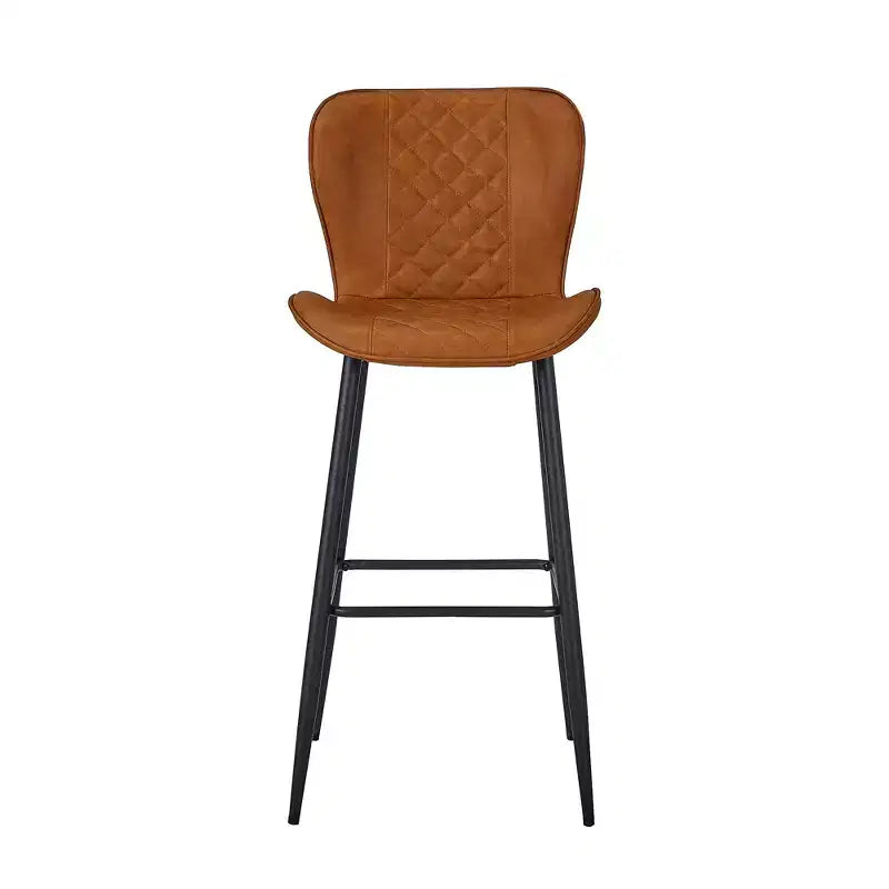 VECELO Sgabello da Bar Set di 2/4 in Ecopelle, Altezza Bancone con Gambe in Metallo e Poggiapiedi, Marrone