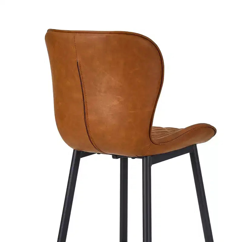 VECELO Sgabello da Bar Set di 2/4 in Ecopelle, Altezza Bancone con Gambe in Metallo e Poggiapiedi, Marrone