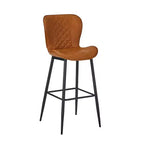 VECELO Sgabello da Bar Set di 2/4 in Ecopelle, Altezza Bancone con Gambe in Metallo e Poggiapiedi, Marrone