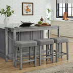 Set tavolo da pranzo e sgabelli da bar Okak da 4 pezzi in stile rustico per cucina, sala da pranzo, set tavolo da colazione in legno massello con presa di corrente
