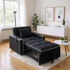 MAYEERTY Divano Letto Trasformabile 2-in-1 con Letto Estraibile Moderno Divano Letto Matrimoniale Regolabile per Soggiorno Nero