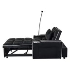 MAYEERTY Divano Letto Trasformabile 2-in-1 con Letto Estraibile Moderno Divano Letto Matrimoniale Regolabile per Soggiorno Nero