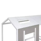 Bellemave Letto a Piattaforma per Bambini a Forma di Casetta con Tetto e Finestra, Struttura in Legno Massiccio, Design Moderno a Casetta, Bianco e Grigio Antico, Facile da Montare