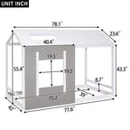 Bellemave Letto a Piattaforma per Bambini a Forma di Casetta con Tetto e Finestra, Struttura in Legno Massiccio, Design Moderno a Casetta, Bianco e Grigio Antico, Facile da Montare