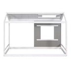 Bellemave Letto a Piattaforma per Bambini a Forma di Casetta con Tetto e Finestra, Struttura in Legno Massiccio, Design Moderno a Casetta, Bianco e Grigio Antico, Facile da Montare