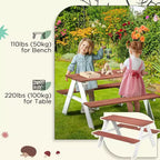 Set Tavolo da Picnic per Bambini Whisen, Set Tavolo e Panca in Legno, Regalo per Bambini dai 3 agli 8 Anni - Marrone