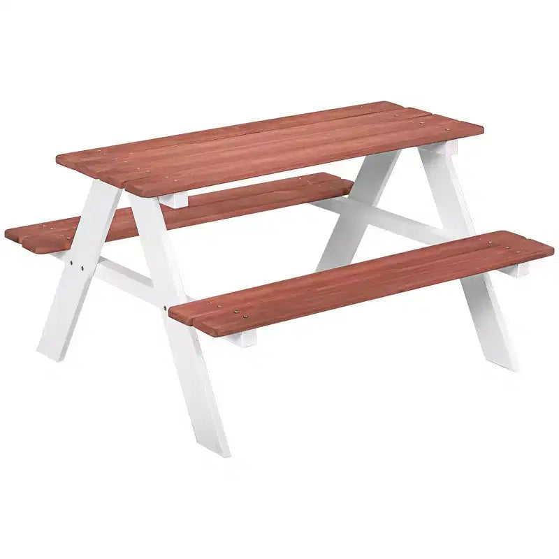 Set Tavolo da Picnic per Bambini Whisen, Set Tavolo e Panca in Legno, Regalo per Bambini dai 3 agli 8 Anni - Marrone