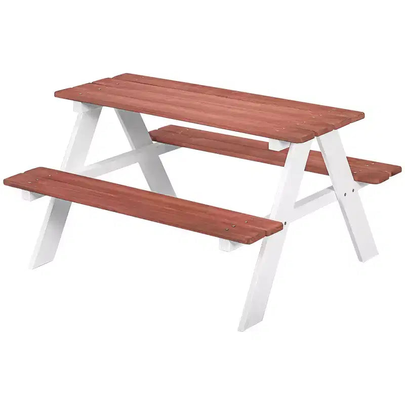 Set Tavolo da Picnic per Bambini Whisen, Set Tavolo e Panca in Legno, Regalo per Bambini dai 3 agli 8 Anni - Marrone
