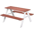 Set Tavolo da Picnic per Bambini Whisen, Set Tavolo e Panca in Legno, Regalo per Bambini dai 3 agli 8 Anni - Marrone