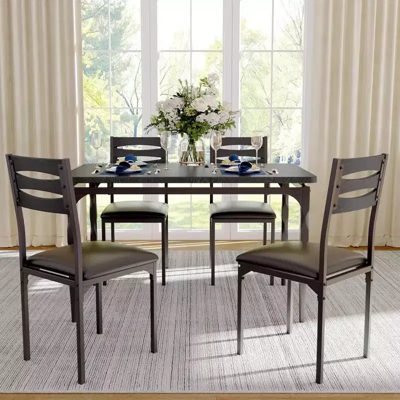Set da pranzo per 4 persone, gambe del tavolo a spirale, sedute ergonomiche confortevoli, set da tavolo da bar, per piccoli spazi, cucina, appartamento