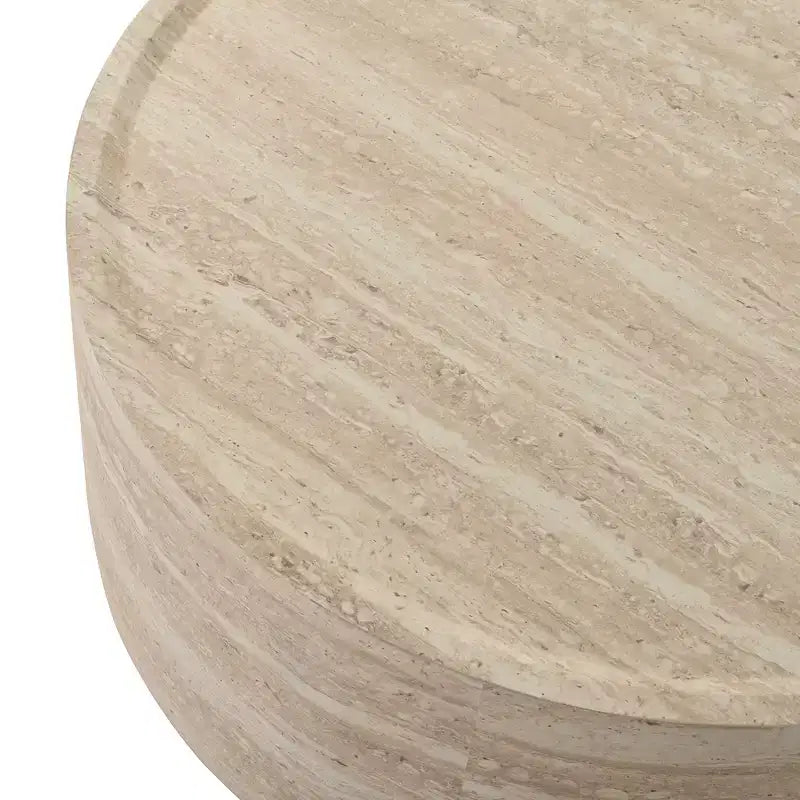 Tavolino Rotondo da Caffè, Tavolino da Cocktail, Tavolino a Tamburo, Tavolino da Salotto, Tavolino Laterale per Divano, Tavolino d'Appoggio con Motivo Marte, Nessun Montaggio Richiesto - ModernLuxe