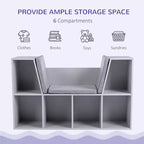Whisen Libreria per bambini con 6 scomparti, angolo lettura e cuscino, organizer multiuso, regalo per bambini