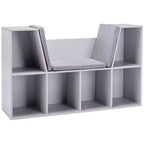 Whisen Libreria per bambini con 6 scomparti, angolo lettura e cuscino, organizer multiuso, regalo per bambini