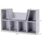 Whisen Libreria per bambini con 6 scomparti, angolo lettura e cuscino, organizer multiuso, regalo per bambini