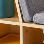 Whisen Libreria per bambini con 6 scomparti, angolo lettura e cuscino, organizer multiuso, regalo per bambini
