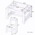 Tavolo da gioco e set di 2 sedie 2 in 1 Whisen Kids, con 7 scomparti portaoggetti, compatibile con i mattoncini LEGO – Bianco e verde