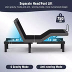 Struttura letto regolabile Dyonery Twin XL con altezza delle gambe regolabile, sollevamento separato per testa/piedi, robusta in metallo, gravità 0/anti-russamento, facile montaggio, silenziosa