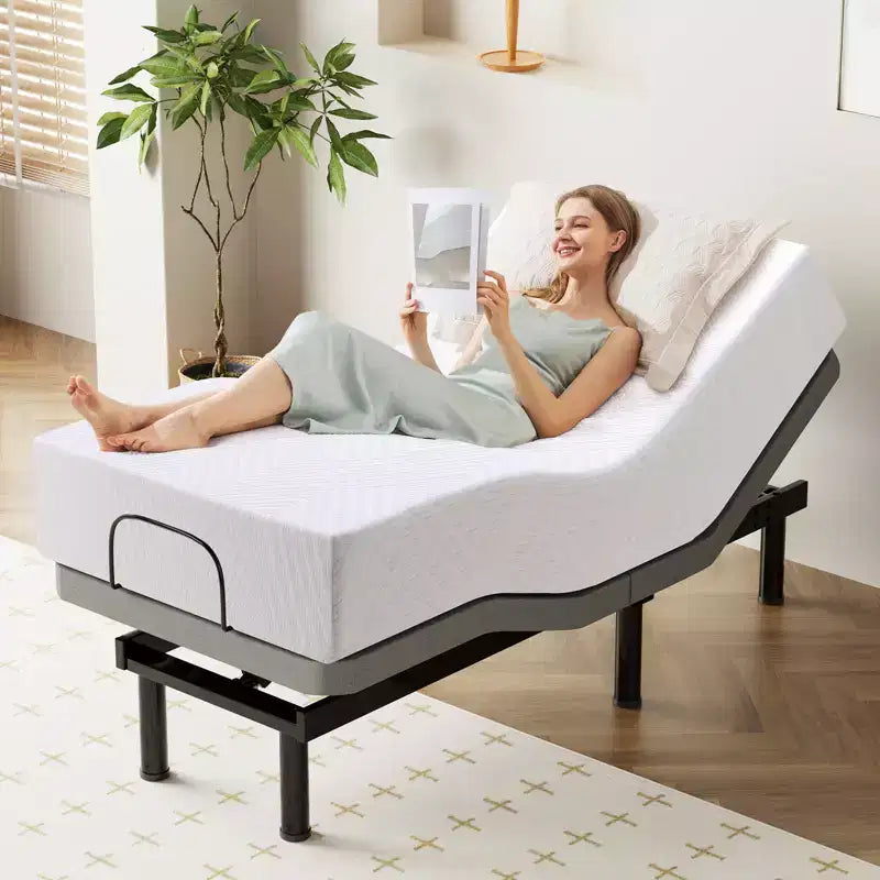 Struttura letto regolabile Dyonery Twin XL con altezza delle gambe regolabile, sollevamento separato per testa/piedi, robusta in metallo, gravità 0/anti-russamento, facile montaggio, silenziosa