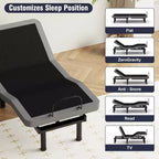 Struttura letto regolabile Dyonery Twin XL con altezza delle gambe regolabile, sollevamento separato per testa/piedi, robusta in metallo, gravità 0/anti-russamento, facile montaggio, silenziosa