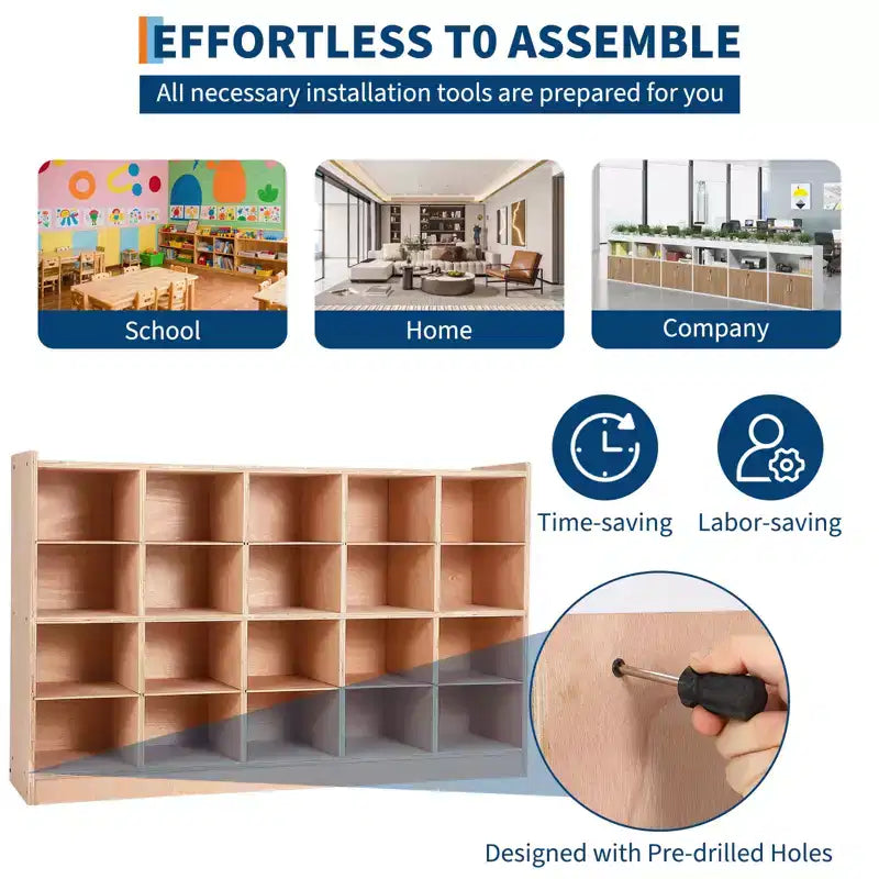 COZONY 47 Mobile con Ripiani a Scomparsa e 4 Ruote, Contenitori Organizer con 2 Box, Libreria per Casa, Scuola e Asilo